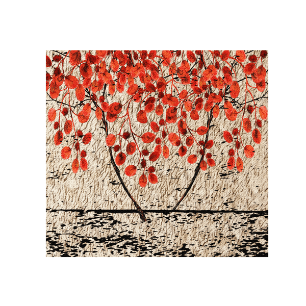 Red Branches Yağlı Boya Dokulu TabloYağlı Boya Dokulu Çiçek TablolarıTablolife