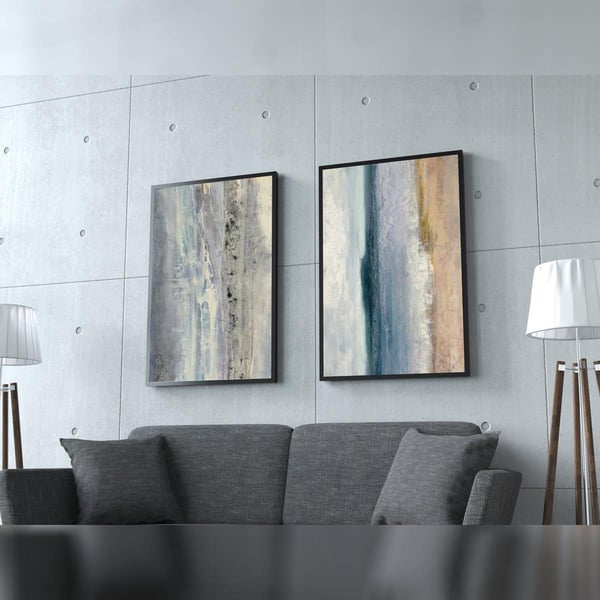 Relacio İkili Set Yağlı Boya Dokulu TabloYağlı Boya Dokulu Soyut TablolarTablolife.com