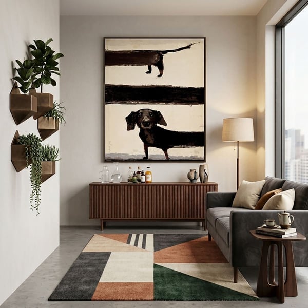 Sosis Köpek Figürlü Yağlı Boya Dokulu TabloYağlı Boya Dokulu Hayvan TablolarıTablolife
