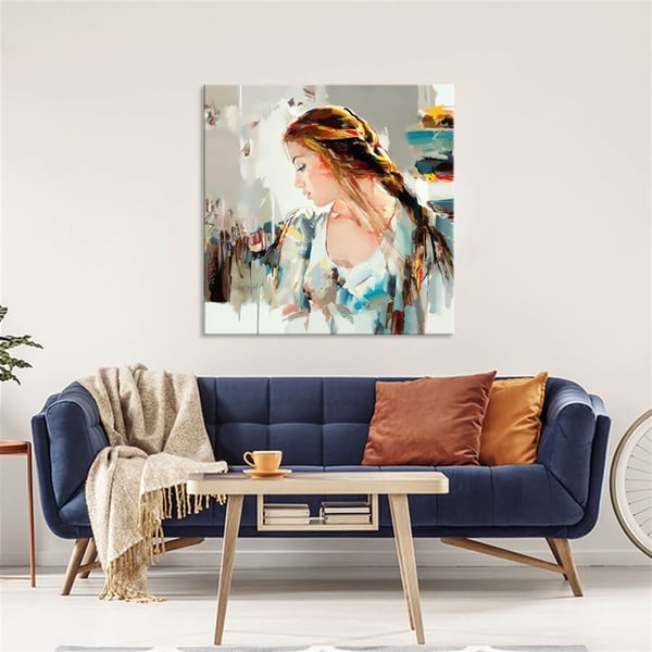 Soyut Kadın Profil - Yağlı Boya Dokulu Tablo