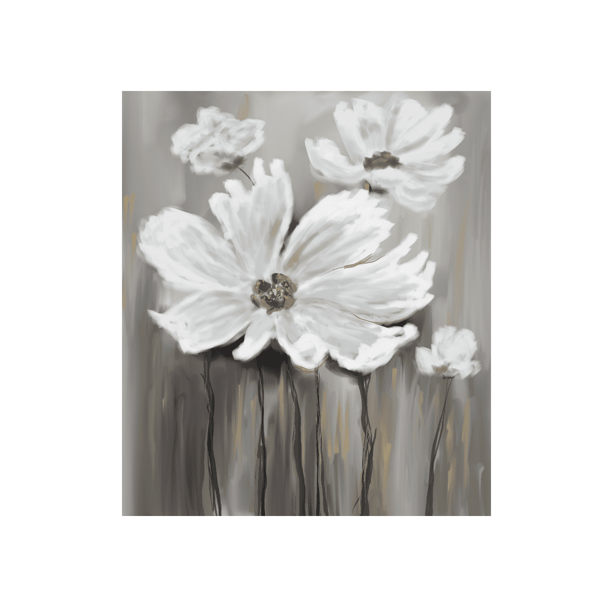 White Wildflowers Yağlı Boya Dokulu TabloYağlı Boya Dokulu Çiçek TablolarıTablolife