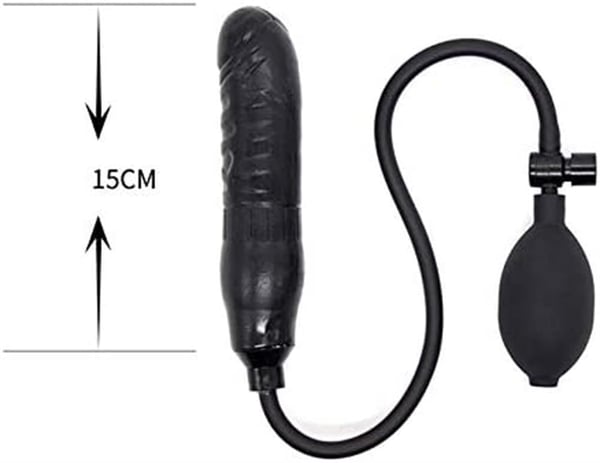 Şişebilen Pompalı Damarlı Anal Plug Siyah