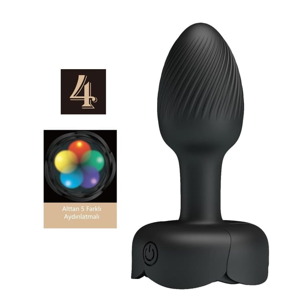 USB'den Manyetik Şarjlı 10 Farklı Titreşimli 5 Led Işıklı Silikon Anal Plug - Olman