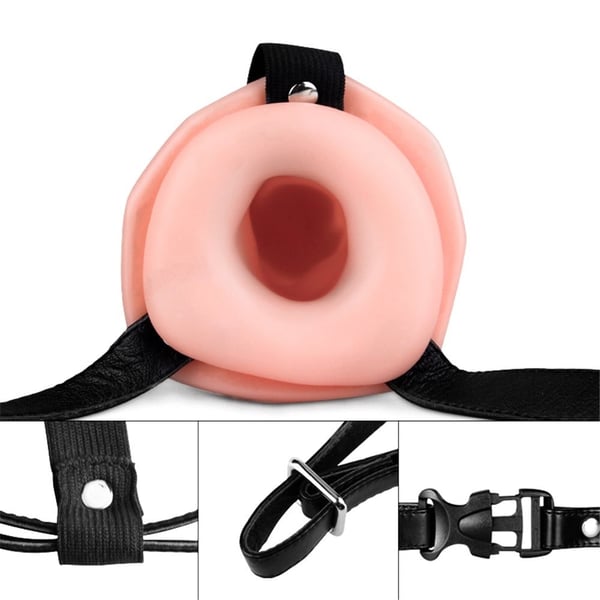 10 Fonksiyonlu Titreşimli İçi Boş Protez Belden Bağlamalı 17 cm Strapon Penis