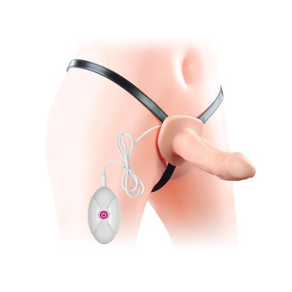 10 Fonksiyonlu Titreşimli İçi Boş Protez Belden Bağlamalı 17 cm Strapon Penis