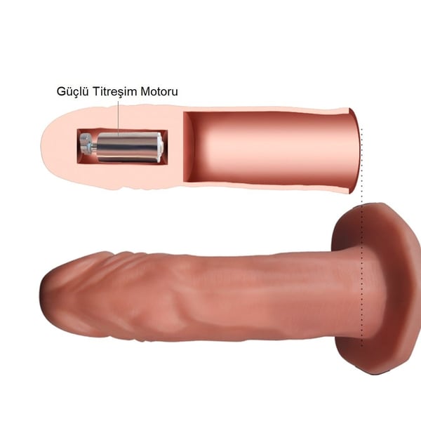 10 Fonksiyonlu Titreşimli İçi Boş Protez Belden Bağlamalı 17 cm Strapon Penis