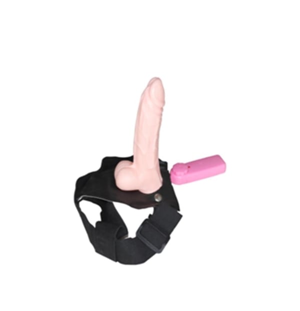 18 cm Belden Bağlamalı İçi Boş Titreşimli Protez Penis