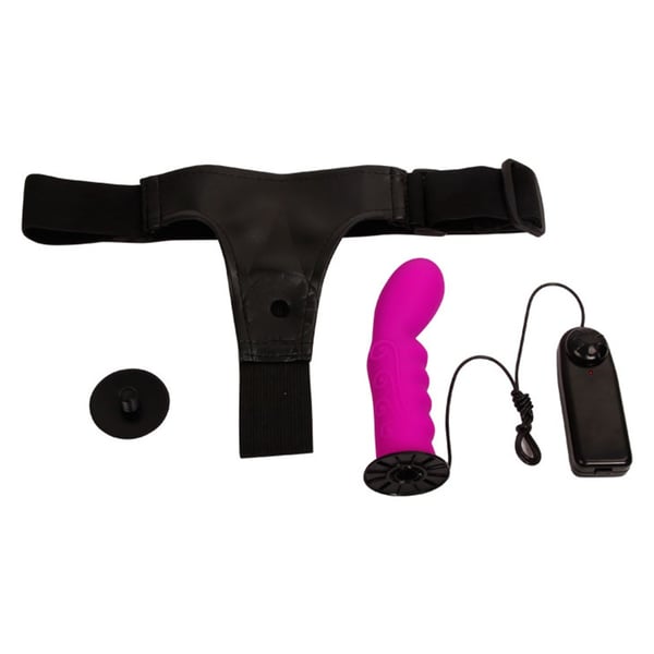15,5 cm Belden Bağlamalı İçi Dolu Titreşimli Strapon Dildo Penis