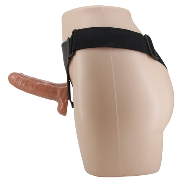 16 cm Yeni Nesil Belden Bağlamalı Çift Katmanlı İçi Dolu Titreşimli Strapon Penis