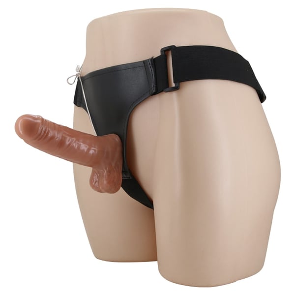 16 cm Yeni Nesil Belden Bağlamalı Çift Katmanlı İçi Dolu Titreşimli Strapon Penis