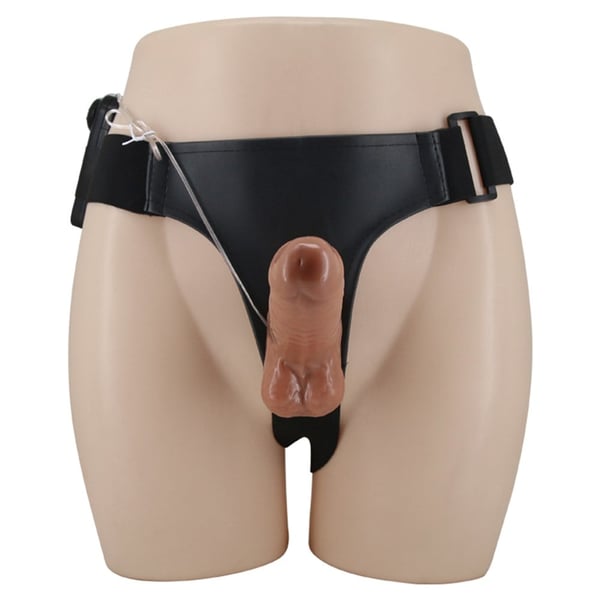 16 cm Yeni Nesil Belden Bağlamalı Çift Katmanlı İçi Dolu Titreşimli Strapon Penis