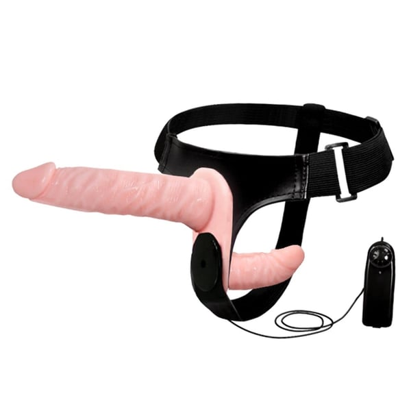 Double Belden Bağlamalı Anal Plug ve Realistik Titreşimli Penis