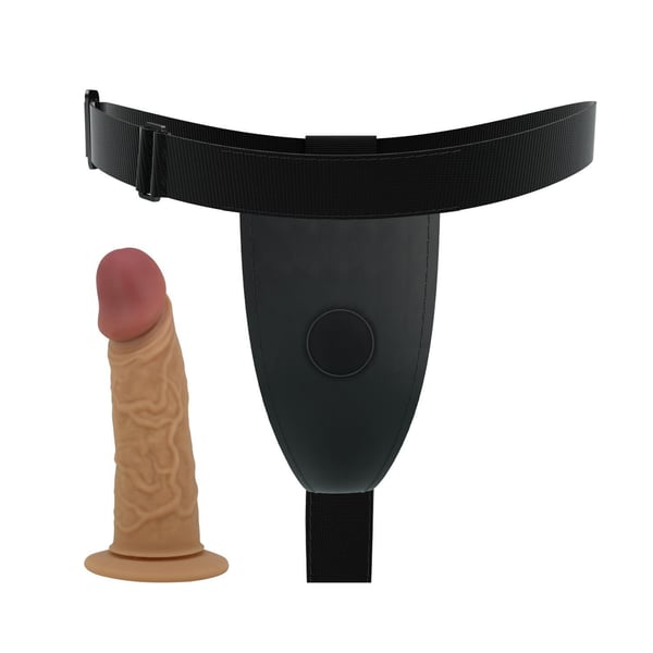 17,5 cm Belden Bağlamalı İçi Boş 7 cm Dolgulu Strapon Penis - Houston