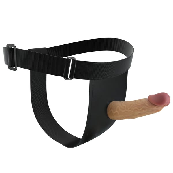 17,5 cm Belden Bağlamalı İçi Boş 7 cm Dolgulu Strapon Penis - Houston