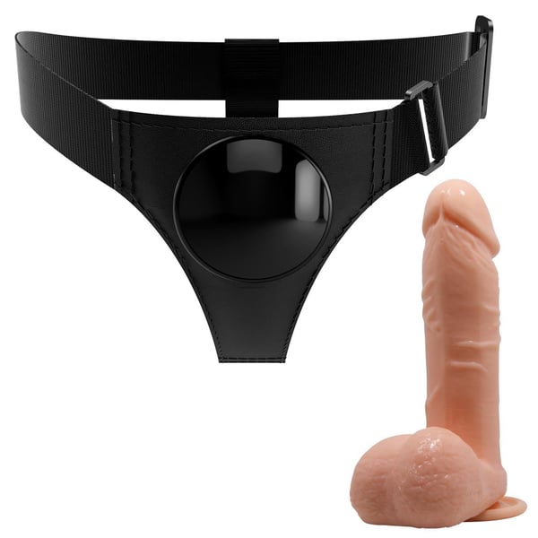 20 cm Belden Bağlamalı İçi Dolu Strapon Penis - Tom