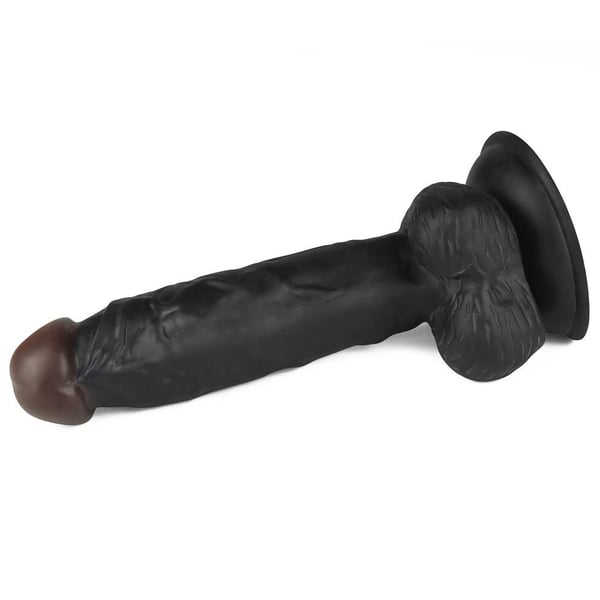20 cm Belden Bağlamalı İçi Dolu Titreşimli Zenci Strapon Dildo