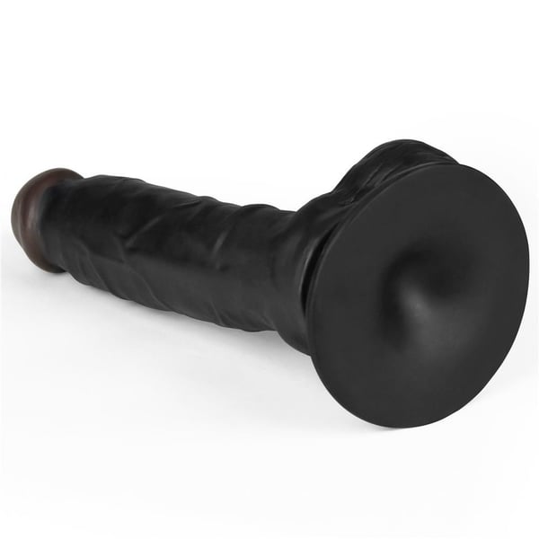 20 cm Belden Bağlamalı İçi Dolu Titreşimli Zenci Strapon Dildo