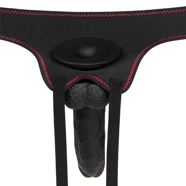 21,5 cm Belden Bağlamalı İçi Dolu Zenci Strapon Dildo