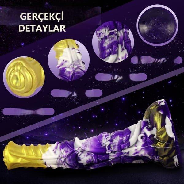 Belden Bağlamalı 21 cm Et Dokulu Fantezi Renklerde Gerçekçi Çift Katmanlı Sünnetsiz Silikon Penis - Horse Power 4