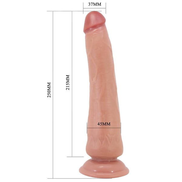 Belden Bağlamalı 25 cm Yeni Nesil Çift Katmanlı Realistik Vantuzlu Testissiz Melez Dildo Penis - Tiemeyer2