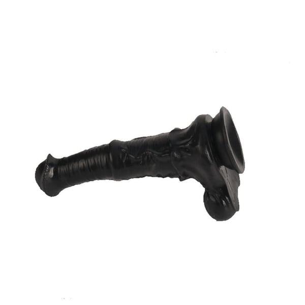 Belden Bağlamalı 43 cm Et Dokulu Gerçekçi Çift Katmanlı Sünnetsiz Silikon Zenci Penis - Horse Power 3