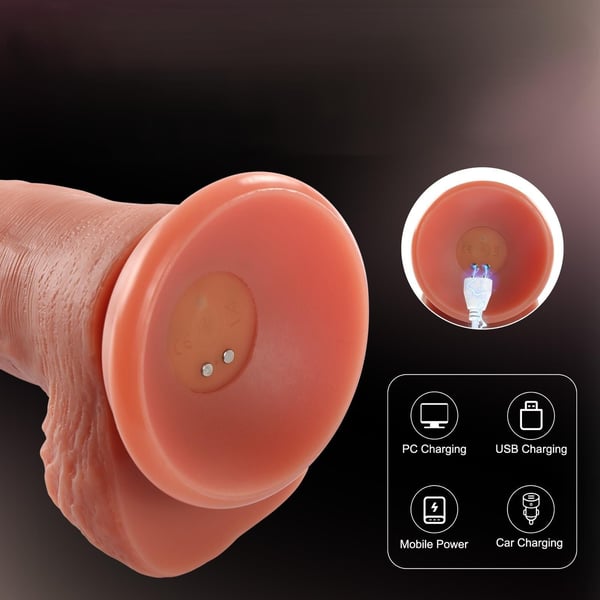 Belden Bağlamalı USB Manyetik Şarjlı 21,5 cm İleri Geri Hareketli Titreşimli Dildo - Marshall