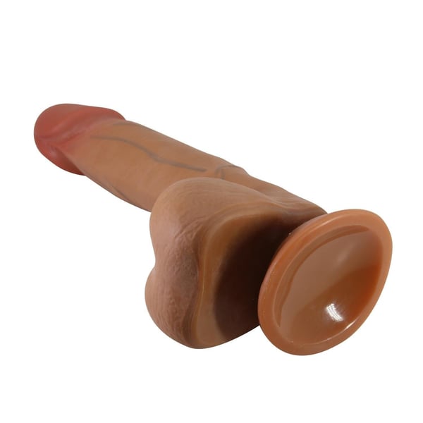 Belden Bağlamalı 21,8 cm Et Dokulu Gerçekçi Çift Katmanlı Silikon Melez Penis