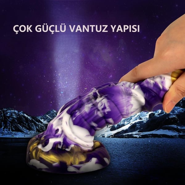 Belden Bağlamalı 21 cm Et Dokulu Fantezi Renklerde Gerçekçi Çift Katmanlı Sünnetsiz Silikon Penis - Horse Power 4