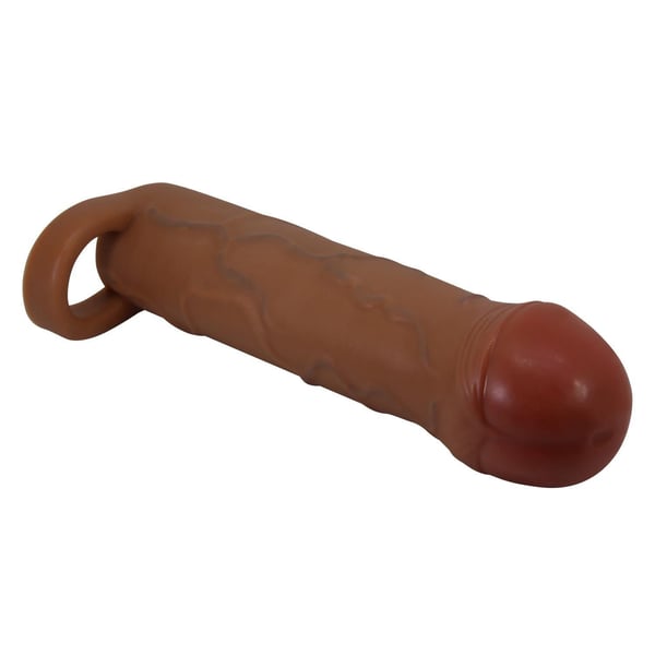 2,5 cm Dolgulu Premium Melez Rengi Silikon Penis Kılıfı - Bunion