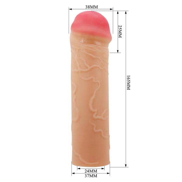 2,5 cm Dolgulu Premium Ten Rengi Silikon Penis Kılıfı - Nile