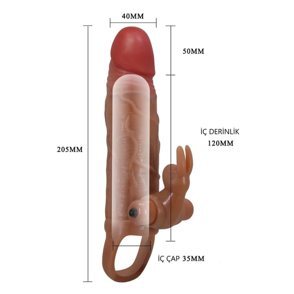 5 cm Dolgu Uzatmalı Titreşimli Penis Kılıfı Prezervatif Vibratör - Osmar