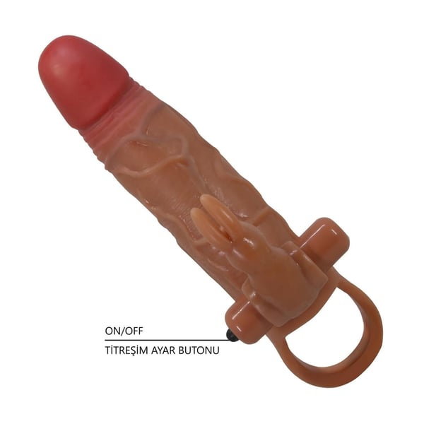 5 cm Dolgu Uzatmalı Titreşimli Penis Kılıfı Prezervatif Vibratör - Osmar