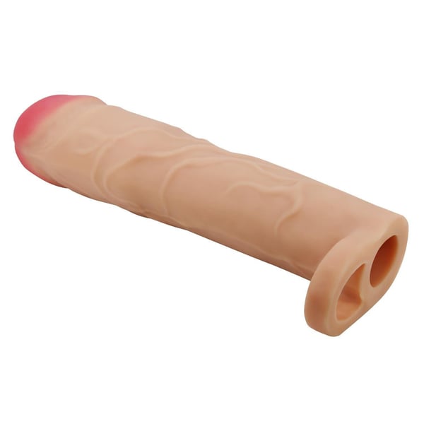 7,6 cm Dolgulu Premium Ten Rengi Silikon Penis Kılıfı - Gerd