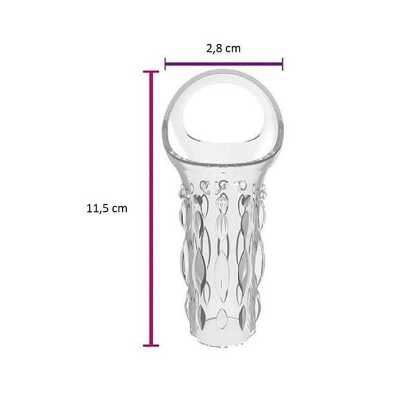 11,5 cm Silikon Şeffaf Tırtıklı Penis Kılıfı