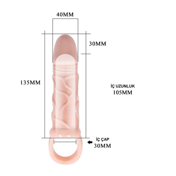 3 cm Dolgulu Penis Kılıfı Uzatmalı Prezervatif Dildo