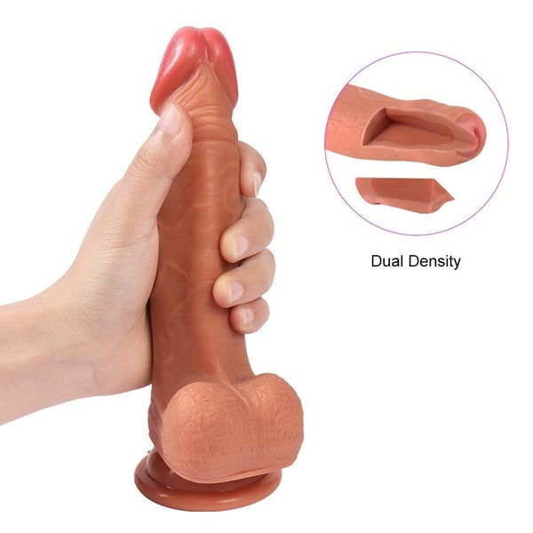 19,5 cm belden bağlamalı Yeni Nesil Çift Katmanlı Realistik Vantuzlu Dildo Penis - Evan