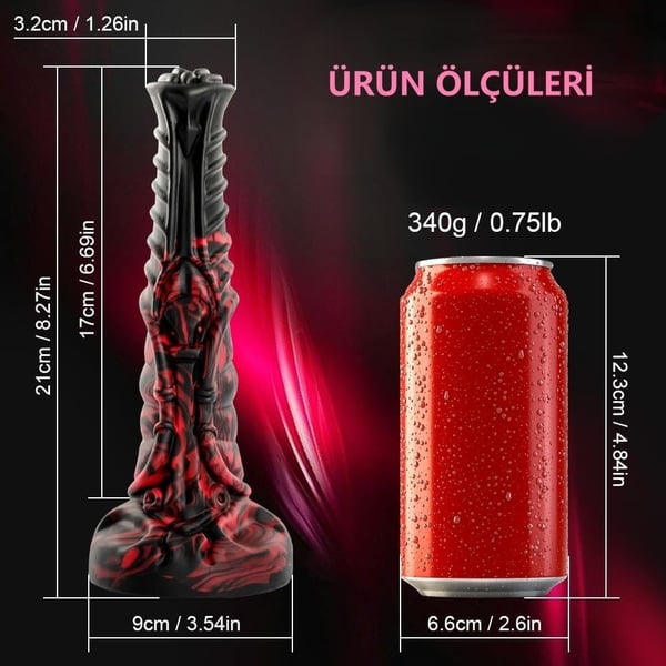 21 cm Et Dokulu Fantezi Renklerde Gerçekçi Çift Katmanlı Sünnetsiz Silikon Penis - Horse Power 5