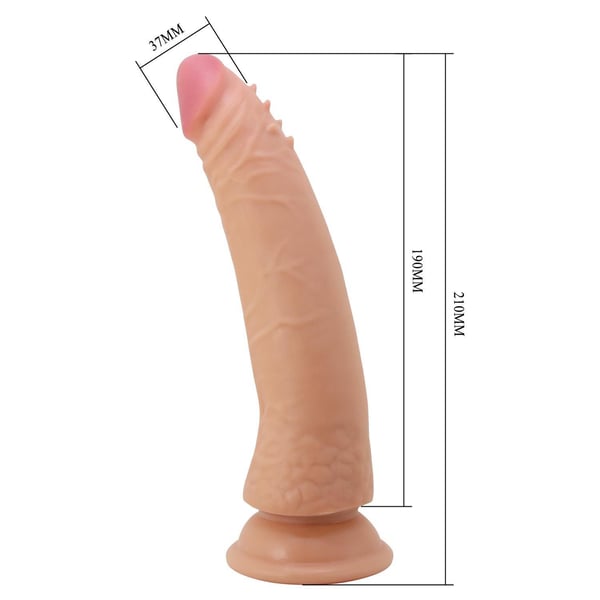 21 cm Yeni Nesil Çift Katmanlı Realistik Vantuzlu Testissiz Dildo Penis - Kable
