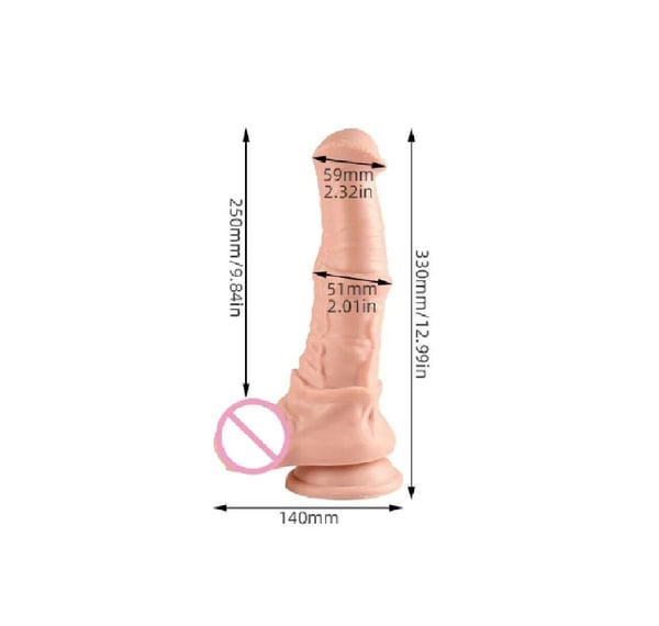 33 cm Et Dokulu Gerçekçi Çift Katmanlı Sünnetsiz Silikon Penis - Horse Power 2
