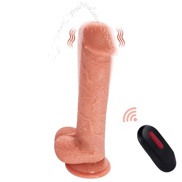 21,5 cm belden bağlamalı Uzaktan Kumandalı Su Fışkırtmalı Vantuzlu Realistik Dildo Penis