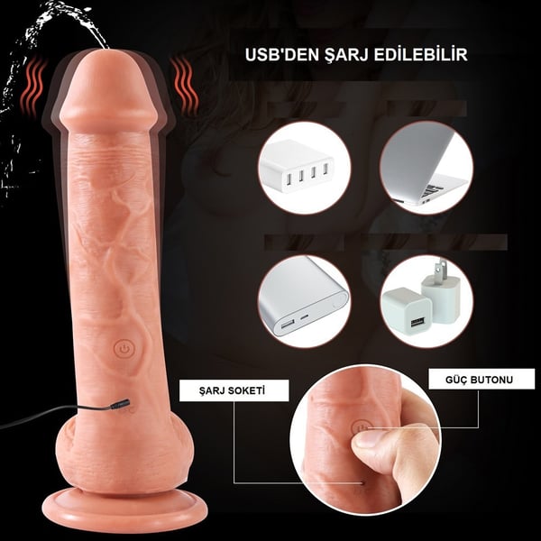 21,5 cm belden bağlamalı Uzaktan Kumandalı Su Fışkırtmalı Vantuzlu Realistik Dildo Penis