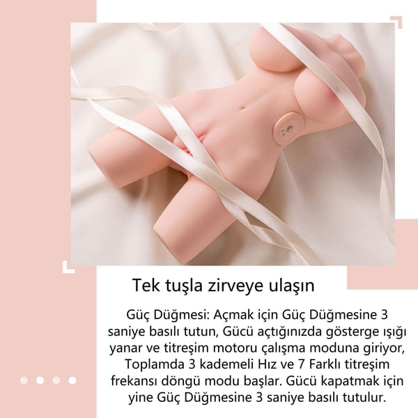 USB'den Manyetik Şarjlı Titreşim Fonksiyonlu Realistik Yarım Vücut - Kosey Pussy