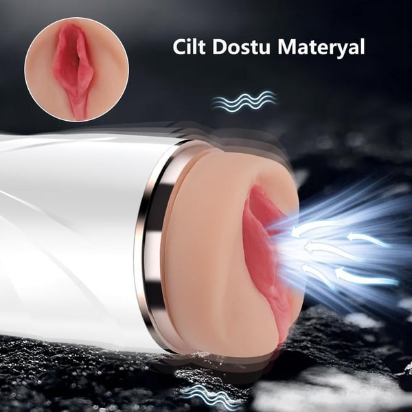 USB'den Şarjlı 3 Emme ve Güçlü 7 Titreşim Fonksiyonlu Realistik Masturbatör - Riley