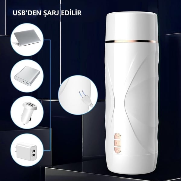 USB'den Şarjlı 3 Emme ve Güçlü 7 Titreşim Fonksiyonlu Realistik Masturbatör - Riley