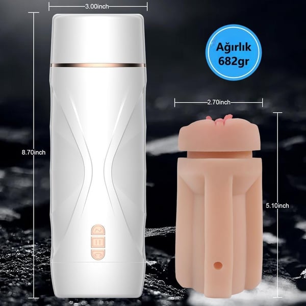 USB'den Şarjlı 3 Emme ve Güçlü 7 Titreşim Fonksiyonlu Realistik Masturbatör - Riley