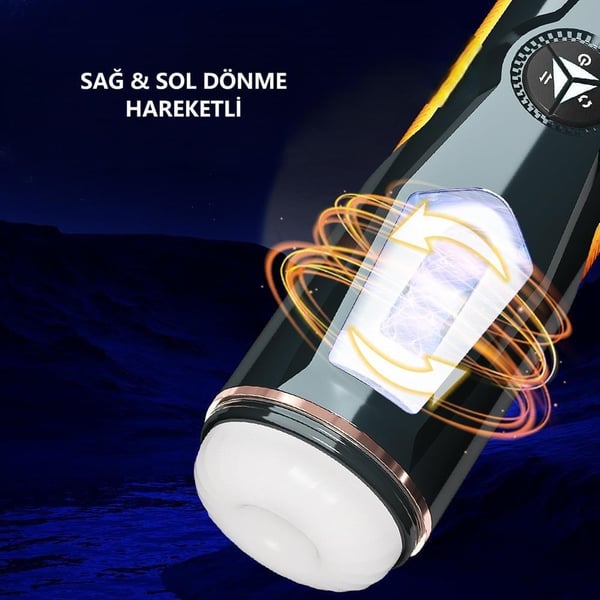 USB'den Şarjlı 3cm İleri Geri & Sağ Sol Titreşim Fonksiyonlu Realistik Masturbatör - Aneemun