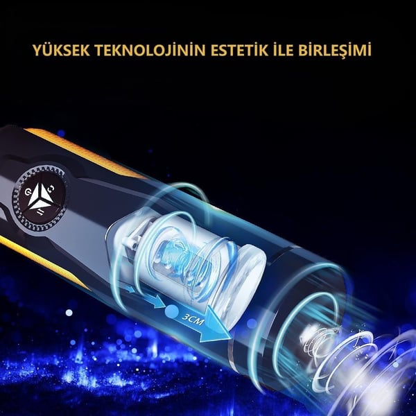 USB'den Şarjlı 3cm İleri Geri & Sağ Sol Titreşim Fonksiyonlu Realistik Masturbatör - Aneemun