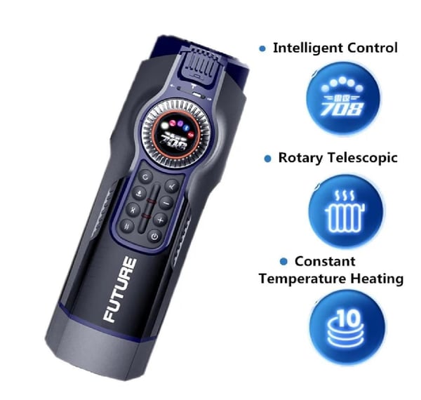 USB Şarjlı Sesli Isıtmalı İleri Geri Hareketli Titreşimli Emme Vakum Ayarlı Masturbatör - Leten Future 708