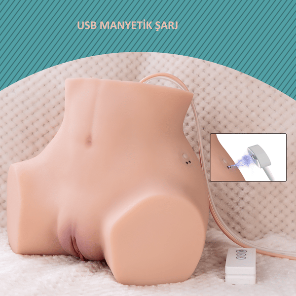 USB'den Şarjlı Kumandalı 5 Emme ve 5 Titreşim Fonksiyonlu Realistik Kalça