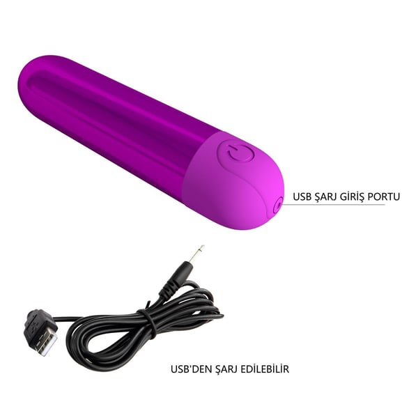 USB Şarjlı 10 Fonksiyonlu Mor Renkli Teknolojik Vibratör - Kiwi